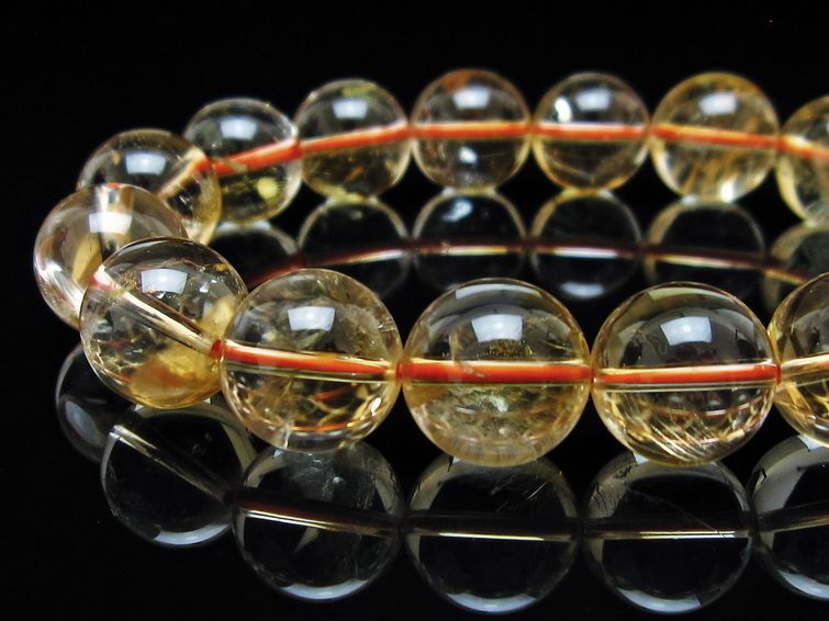 シトリン ブレスレット 13mm 虹入り シトリンクォーツ ブレス 一点物 111-56969