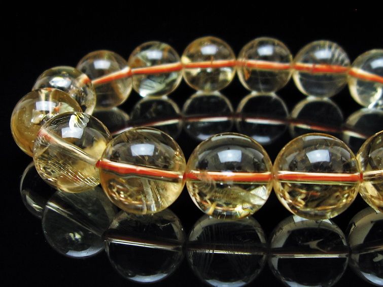 シトリン ブレスレット 13mm 虹入り シトリンクォーツ ブレス 一点物 111-56971