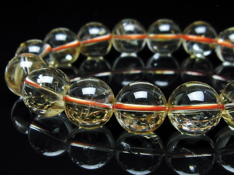 シトリン ブレスレット 13mm 虹入り シトリンクォーツ ブレス 一点物 111-56975