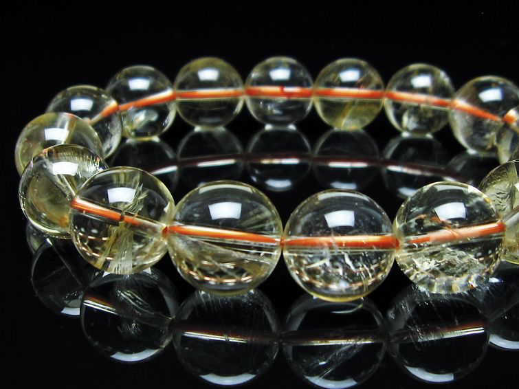 シトリン ブレスレット 13mm 虹入り シトリンクォーツ ブレス 一点物 111-56977