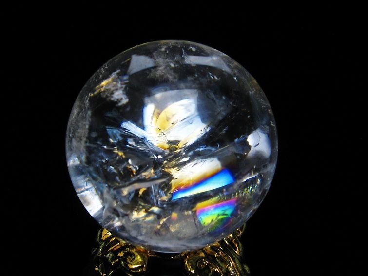 アイリスクォーツ 水晶 丸玉 虹入り 24mm 水晶玉 スフィア 原石 置物 一点物 141-5550 【sold out】