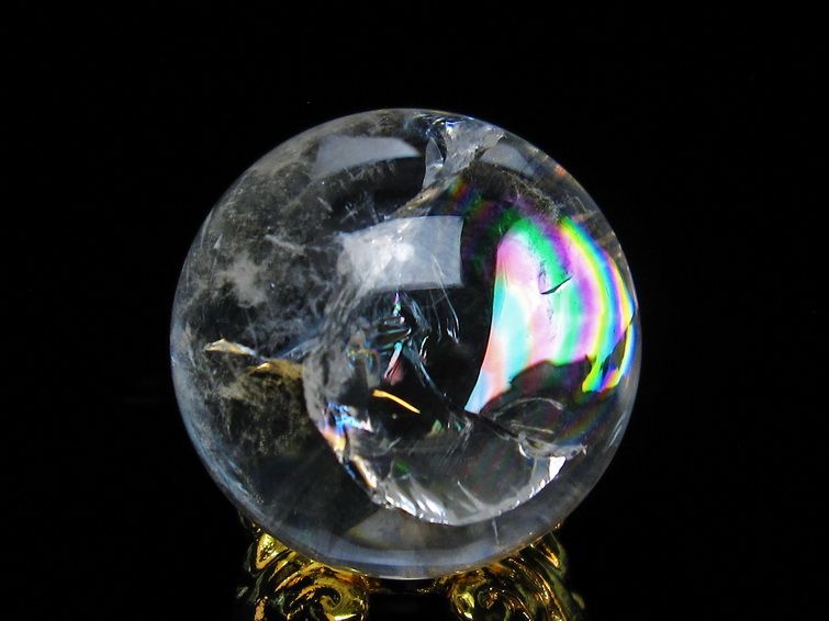 アイリスクォーツ 水晶 丸玉 虹入り 24mm 水晶玉 スフィア 原石 置物 一点物 141-5556 【sold out】