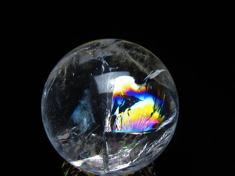 アイリスクォーツ 水晶 丸玉 虹入り 24mm 水晶玉 スフィア 球 置物 原石 一点物 141-6503 【sold out】
