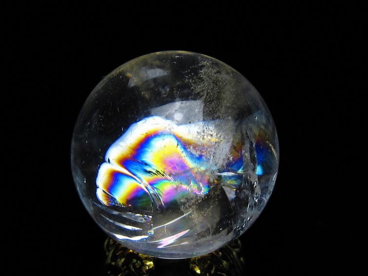 アイリスクォーツ 水晶 丸玉 虹入り 24mm 水晶玉 スフィア 球 置物 原石 一点物 141-6510 【sold out】