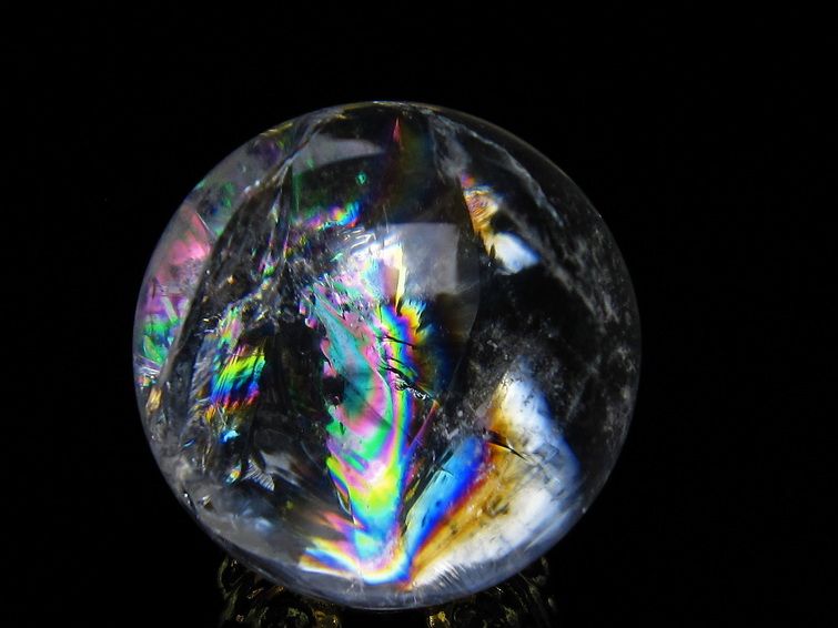 アイリスクォーツ 水晶 丸玉 虹入り 24mm 水晶玉 スフィア 球 置物 原石 一点物 141-6511 【sold out】