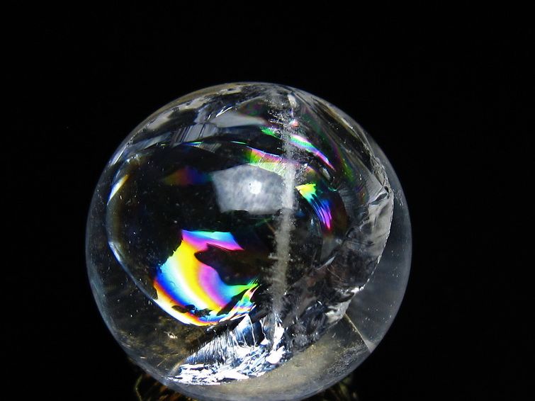 アイリスクォーツ 水晶 丸玉 虹入り 24mm 水晶玉 スフィア 球 置物 原石 一点物 141-6523 【sold out】