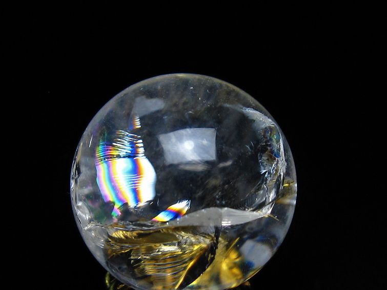 アイリスクォーツ 水晶 丸玉 虹入り 25mm 水晶玉 スフィア 球 置物 原石 一点物 141-6539 【sold out】