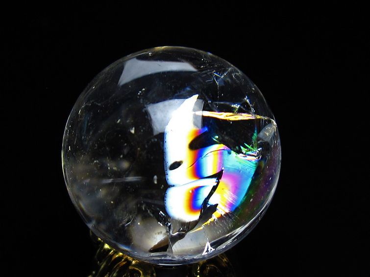 アイリスクォーツ 水晶 丸玉 虹入り 25mm 水晶玉 スフィア 球 置物 原石 一点物 141-6550 【sold out】