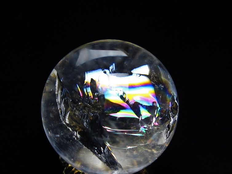 アイリスクォーツ 水晶 丸玉 虹入り 25mm 水晶玉 スフィア 球 置物 原石 一点物 141-6558 【sold out】