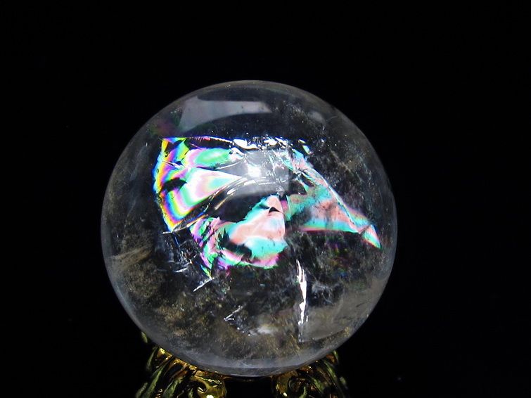 アイリスクォーツ 水晶 丸玉 虹入り 25mm 水晶玉 スフィア 球 置物 原石 一点物 141-6560 【sold out】