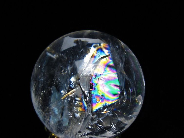 アイリスクォーツ 水晶 丸玉 虹入り 25mm 水晶玉 スフィア 球 置物 原石 一点物 141-6564 【sold out】