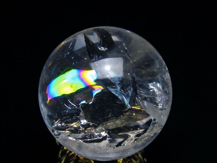 アイリスクォーツ 水晶 丸玉 虹入り 25mm 水晶玉 スフィア 球 置物 原石 一点物 141-6568 【sold out】