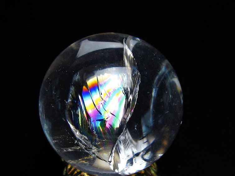 アイリスクォーツ 水晶 丸玉 虹入り 25mm 水晶玉 スフィア 球 置物 原石 一点物 141-6585 【sold out】