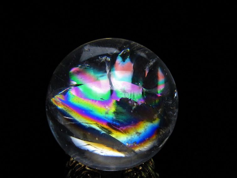 アイリスクォーツ 水晶 丸玉 虹入り 25mm 水晶玉 スフィア 球 置物 原石 一点物 141-6594 【sold out】