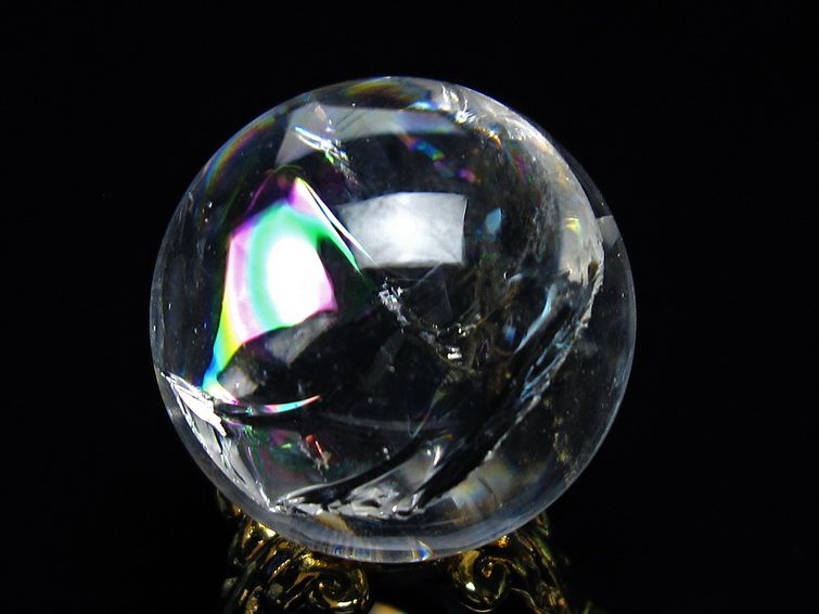 アイリスクォーツ 水晶 丸玉 虹入り 24mm 水晶玉 スフィア 球 置物 原石 一点物 141-6613 【sold out】