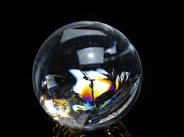 アイリスクォーツ 水晶 丸玉 虹入り 24mm 水晶玉 スフィア 球 置物 原石 一点物 141-6625 【sold out】