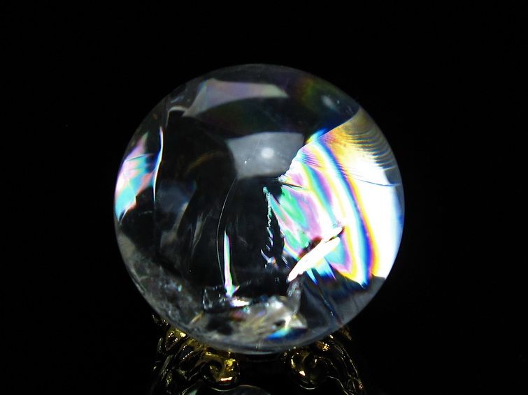 アイリスクォーツ 水晶 丸玉 虹入り 24mm 水晶玉 スフィア 球 置物 原石 一点物 141-6634 【sold out】