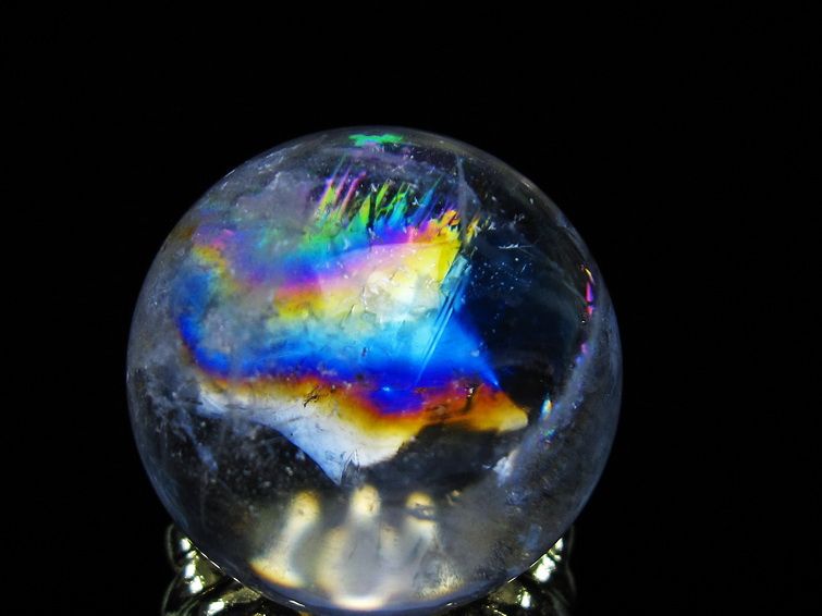 アイリスクォーツ 水晶 丸玉 虹入り 25mm 水晶玉 置物 スフィア 141-6907 【sold out】