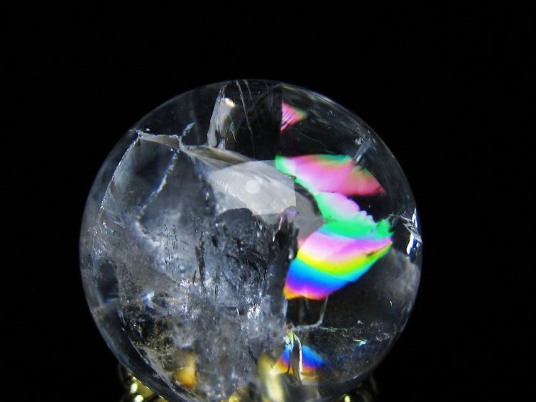 アイリスクォーツ 水晶 丸玉 虹入り 28mm 水晶玉 置物 スフィア 141-6924 【sold out】