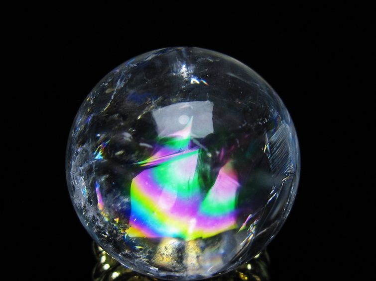 アイリスクォーツ 水晶 丸玉 虹入り 28mm 水晶玉 置物 スフィア 141-6925