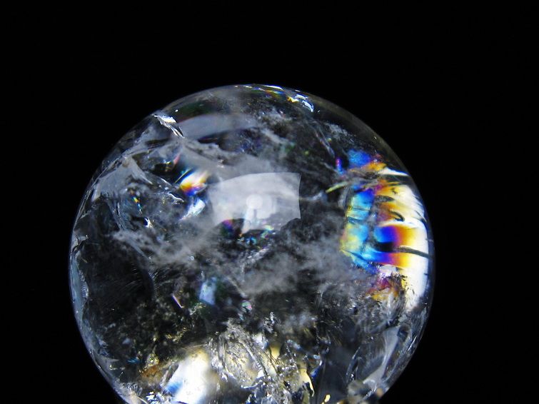 アイリスクォーツ 水晶 丸玉 虹入り 28mm 水晶玉 置物 スフィア 141-6937