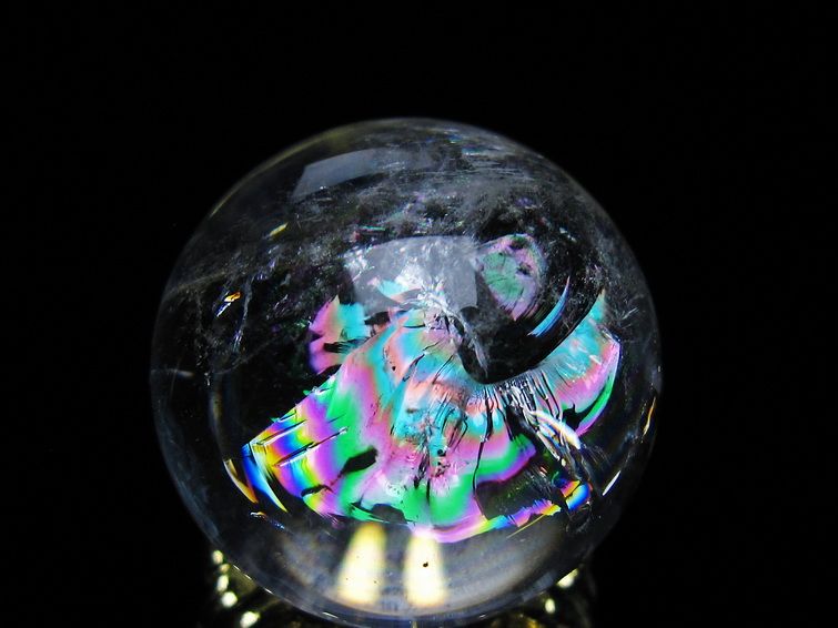 アイリスクォーツ 水晶 丸玉 虹入り 27mm 水晶玉 置物 スフィア 141-6949