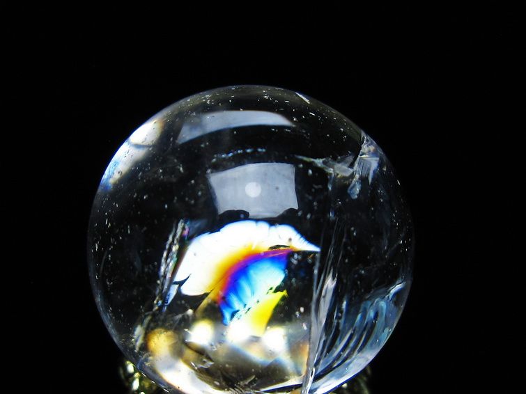 アイリスクォーツ 水晶 丸玉 虹入り 27mm 水晶玉 置物 スフィア 141-6951