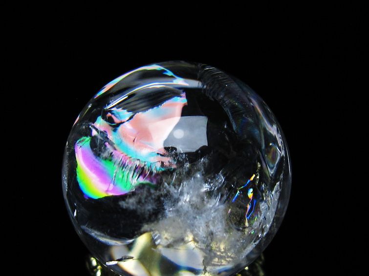 アイリスクォーツ 水晶 丸玉 虹入り 27mm 水晶玉 置物 スフィア 141-6952