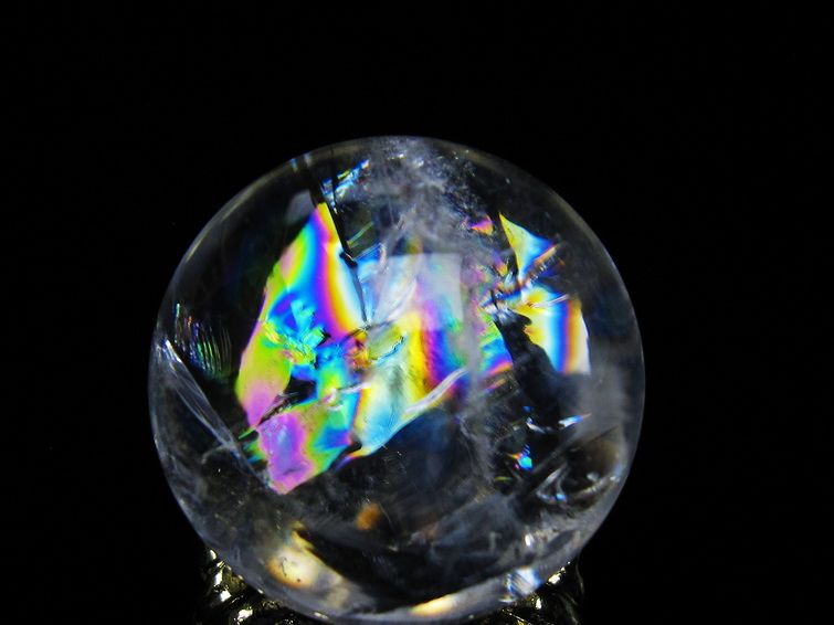 アイリスクォーツ 水晶 丸玉 虹入り 27mm 水晶玉 置物 スフィア 141-6956