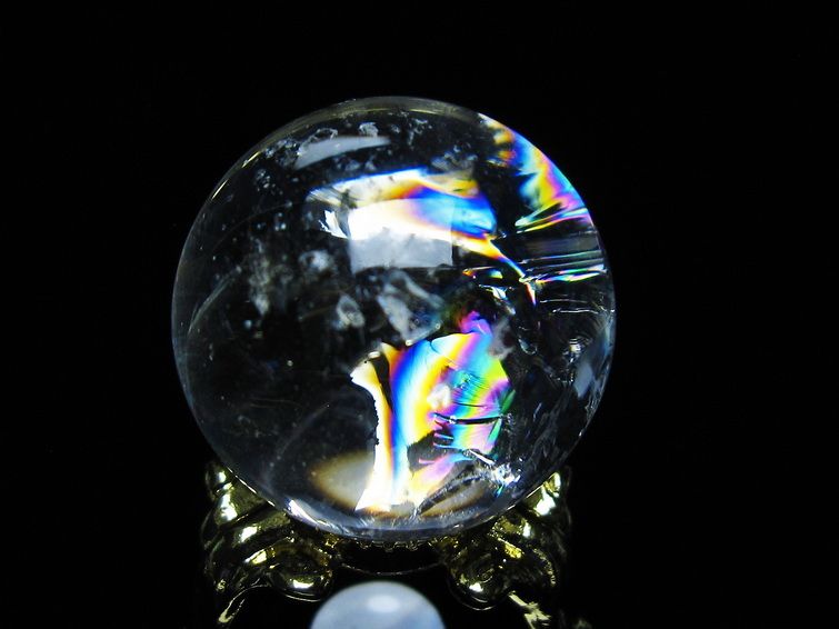 アイリスクォーツ 水晶 丸玉 虹入り 26mm 水晶玉 置物 スフィア 141-6963