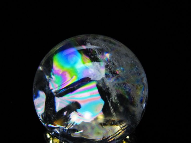 アイリスクォーツ 水晶 丸玉 虹入り 26mm 水晶玉 置物 スフィア 141-6969