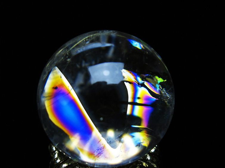 アイリスクォーツ 水晶 丸玉 虹入り 26mm 水晶玉 置物 スフィア 141-6975