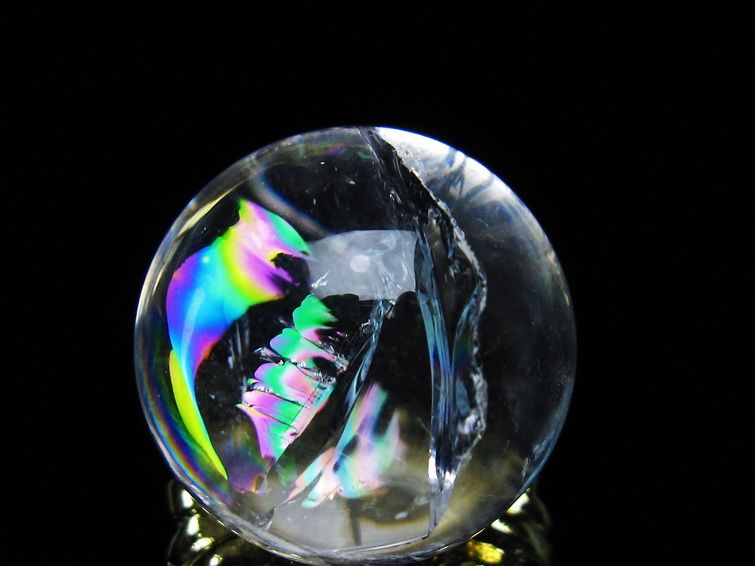 アイリスクォーツ 水晶 丸玉 虹入り 25mm スフィア 置物 水晶玉 一点物 141-6985