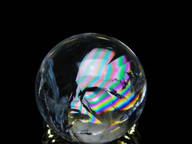 アイリスクォーツ 水晶 丸玉 虹入り 25mm スフィア 置物 水晶玉 一点物 141-6986 【sold out】