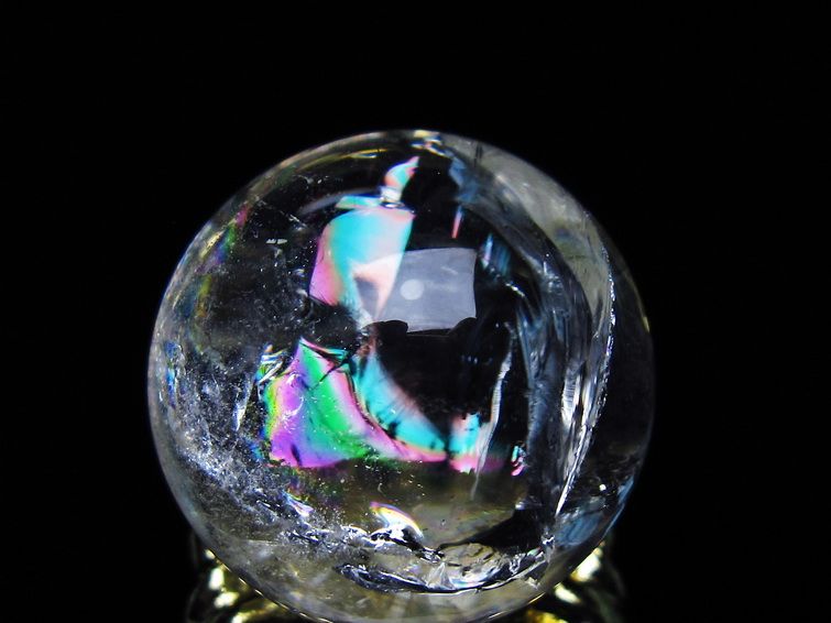 アイリスクォーツ 水晶 丸玉 虹入り 25mm スフィア 置物 水晶玉 一点物 141-6988