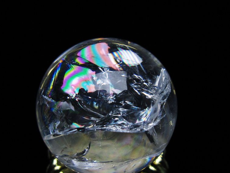 アイリスクォーツ 水晶 丸玉 虹入り 25mm スフィア 置物 水晶玉 一点物 141-6989