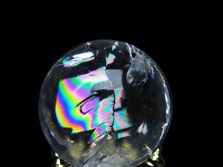 アイリスクォーツ 水晶 丸玉 虹入り 25mm スフィア 置物 水晶玉 一点物 141-6990 【sold out】