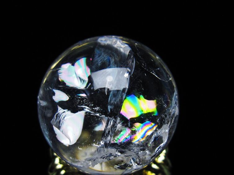 アイリスクォーツ 水晶 丸玉 虹入り 25mm スフィア 置物 水晶玉 一点物 141-6992