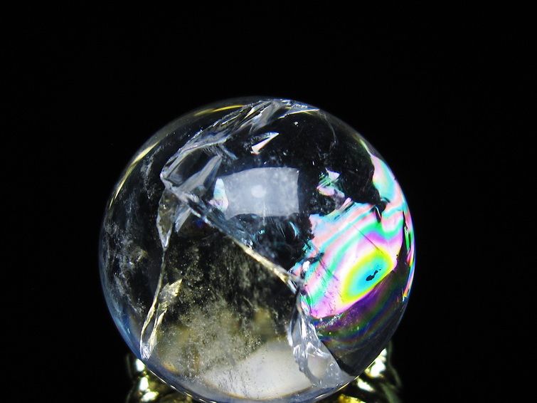 アイリスクォーツ 水晶 丸玉 虹入り 25mm スフィア 置物 水晶玉 一点物 141-6996