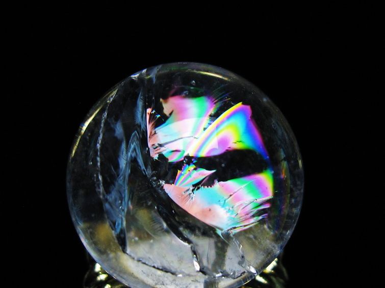 アイリスクォーツ 水晶 丸玉 虹入り 25mm スフィア 置物 水晶玉 一点物 141-7002 【sold out】