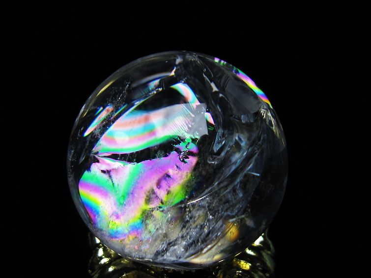 アイリスクォーツ 水晶 丸玉 虹入り 25mm スフィア 置物 水晶玉 一点物 141-7012