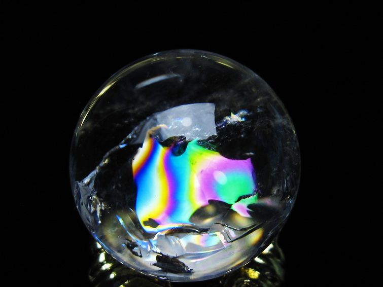 アイリスクォーツ 水晶 丸玉 虹入り 25mm スフィア 置物 水晶玉 一点物 141-7018 【sold out】