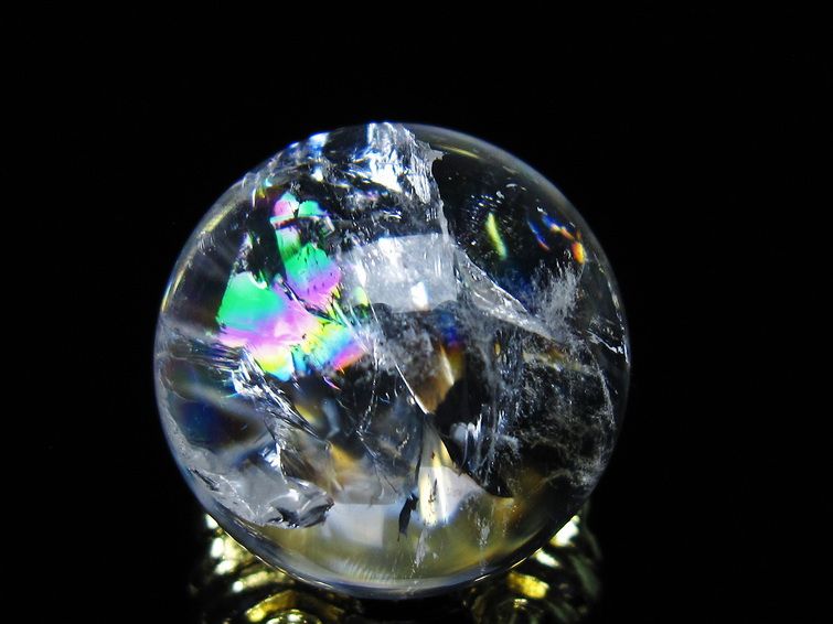 アイリスクォーツ 水晶 丸玉 虹入り 25mm スフィア 置物 水晶玉 一点物 141-7023