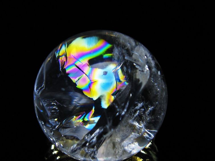 アイリスクォーツ 水晶 丸玉 虹入り 25mm スフィア 置物 水晶玉 一点物 141-7026
