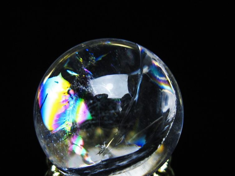 アイリスクォーツ 水晶 丸玉 虹入り 25mm スフィア 置物 水晶玉 一点物 141-7027