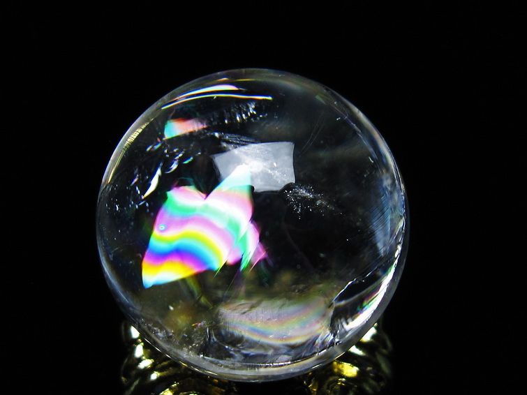 アイリスクォーツ 水晶 丸玉 虹入り 25mm スフィア 置物 水晶玉 一点物 141-7028