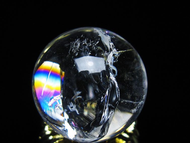 アイリスクォーツ 水晶 丸玉 虹入り 25mm スフィア 置物 水晶玉 一点物 141-7032