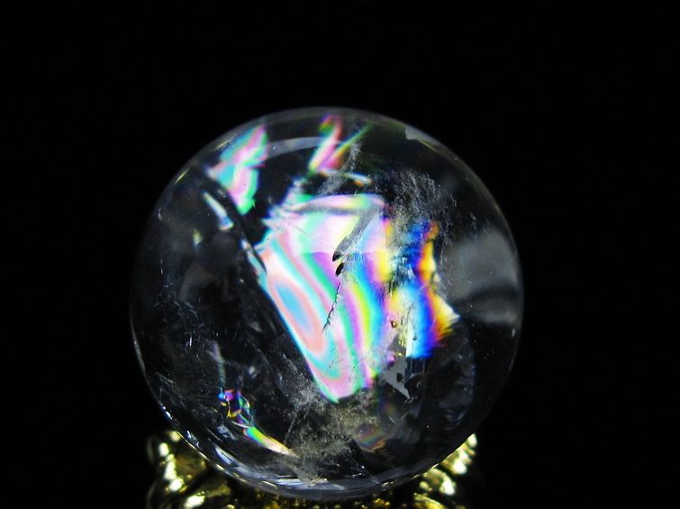 アイリスクォーツ 水晶 丸玉 虹入り 25mm スフィア 置物 水晶玉 一点物 141-7034