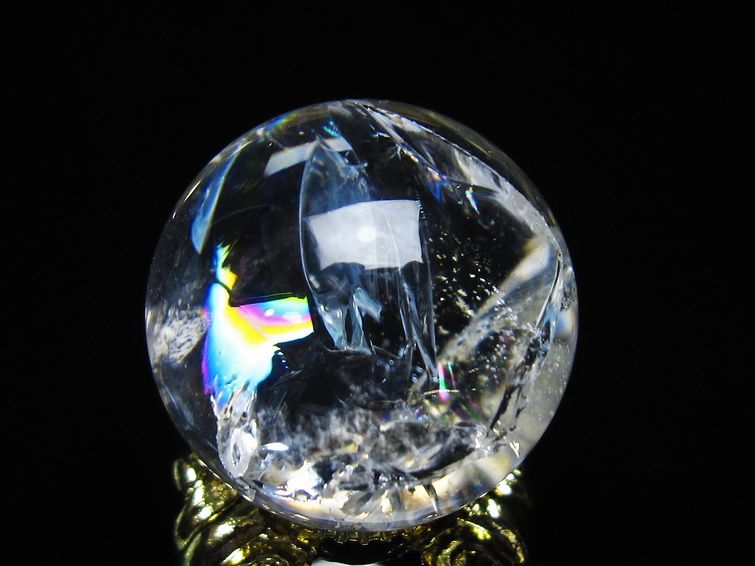 アイリスクォーツ 水晶 丸玉 虹入り 25mm スフィア 置物 水晶玉 一点物 141-7036