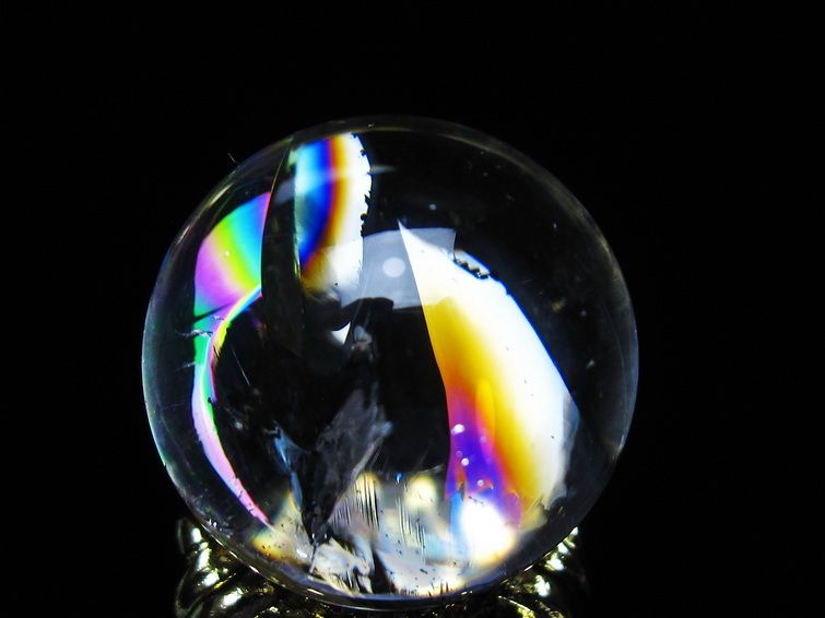 アイリスクォーツ 水晶 丸玉 虹入り 25mm スフィア 置物 水晶玉 一点物 141-7040